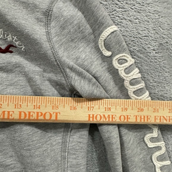 Hollister Button Up Sweater Hoodie Womens M Gray Y2K Grunge Skater Surf Coquette - Picture 6 of 8